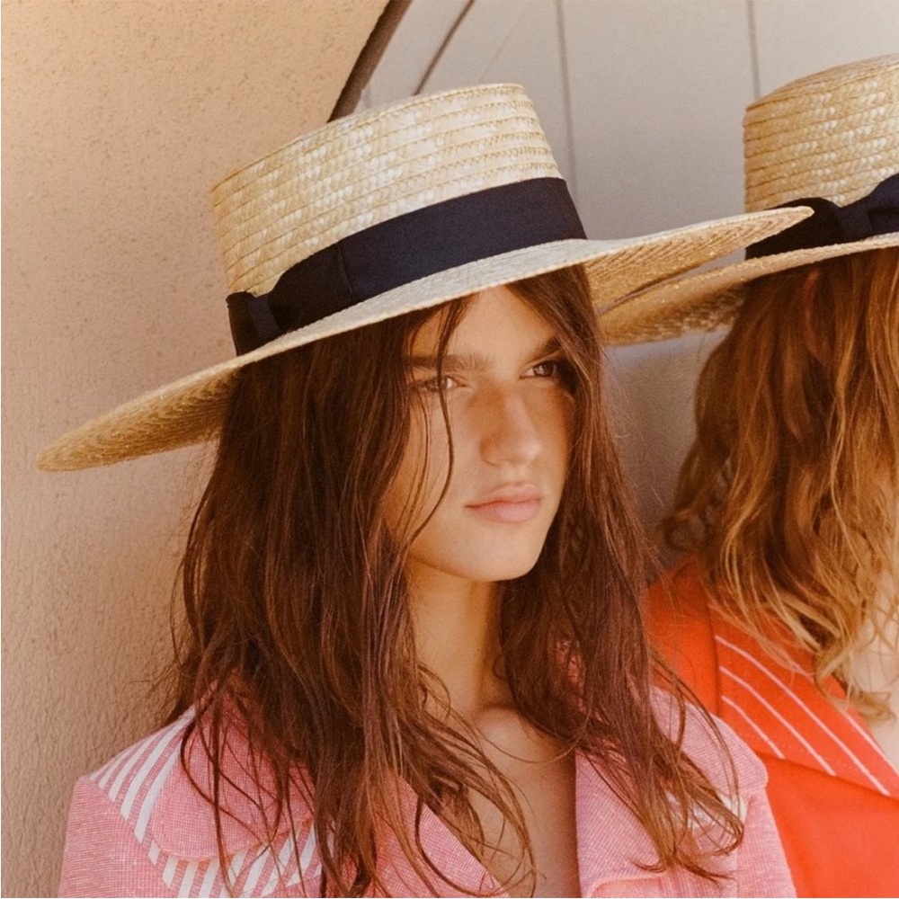 Lack Of Color Straw Hat with Black Band - Picture 9 of 9